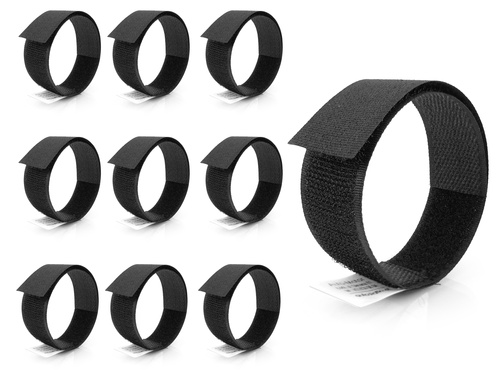 Zestaw opasek rzepowych do siatek 2,5x30cm - kolor czarny / 10 szt.