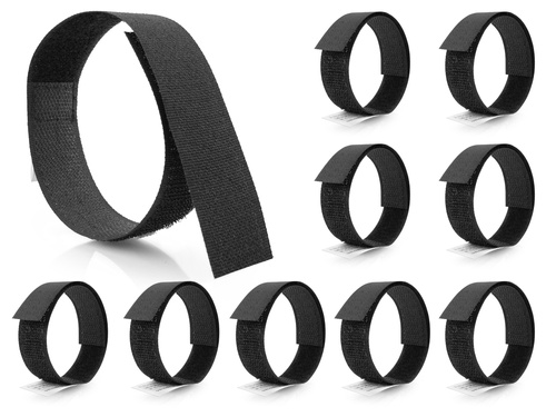 Zestaw opasek rzepowych do siatek 2x25cm - kolor czarny / 10 szt.