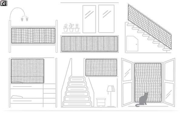 Siatka zabezpieczająca w oplocie - kolor szary - 80x80cm