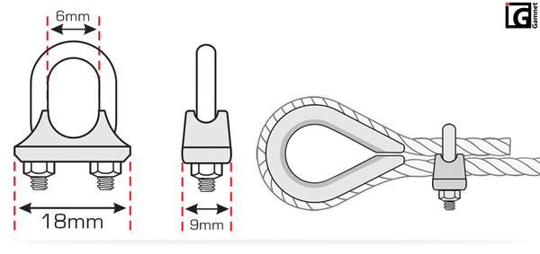 Zacisk skręcany do linki stalowej 2-3mm - 1 sztuka
