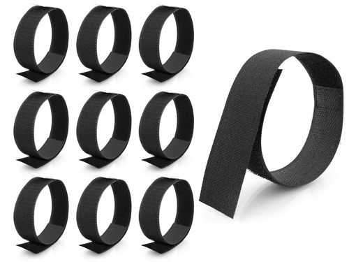 Zestaw opasek rzepowych do siatek 3x35cm - kolor czarny / 10 szt.