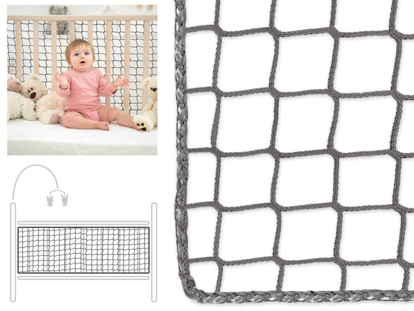 Siatka zabezpieczająca w oplocie - kolor szary - 90x120cm